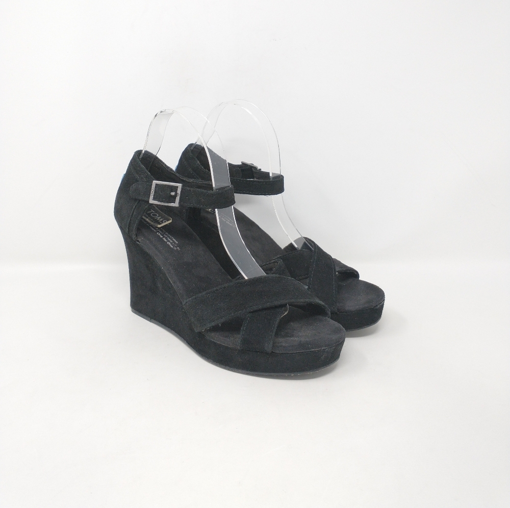 Toms Suede Comfort Strappy Wedge Sandals Women’s Size 8.5